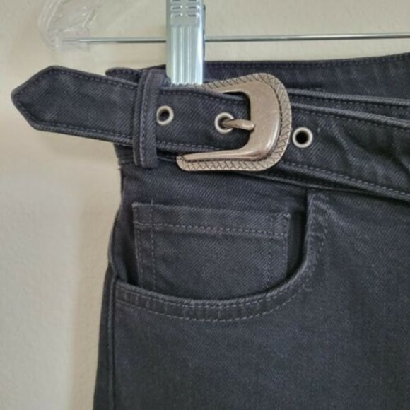 Grlfrnd High-Rise Jeans Women's 27 Black Zoey Double Western Buckle Belted - Picture 5 of 12